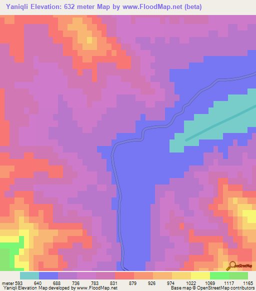 Yaniqli,Azerbaijan Elevation Map