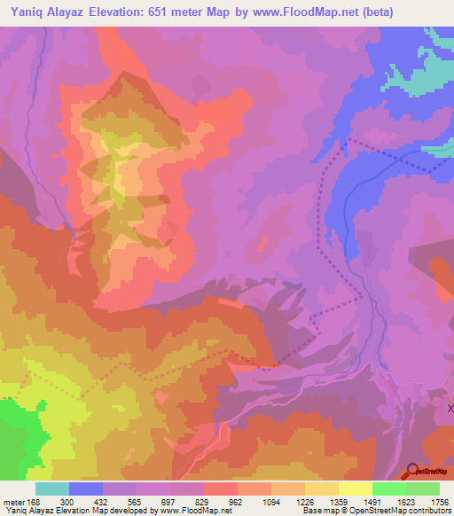Yaniq Alayaz,Azerbaijan Elevation Map