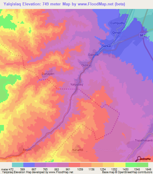 Yalqislaq,Azerbaijan Elevation Map