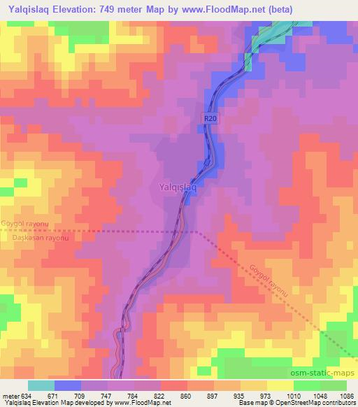 Yalqislaq,Azerbaijan Elevation Map