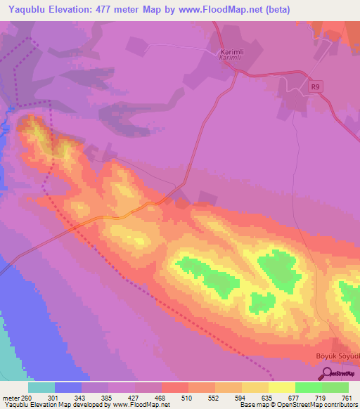 Yaqublu,Azerbaijan Elevation Map