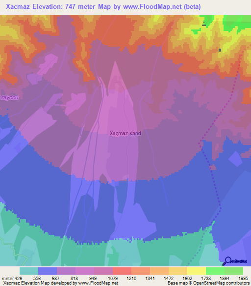 Xacmaz,Azerbaijan Elevation Map