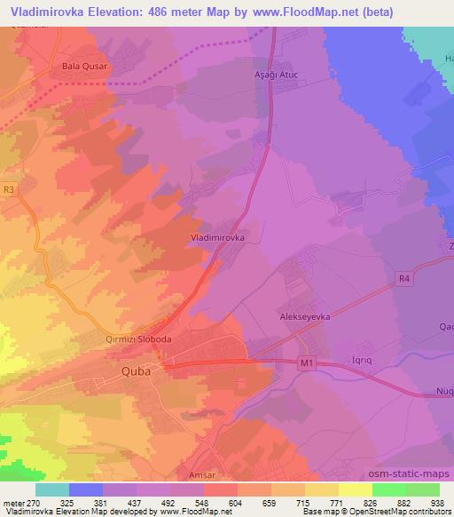 Vladimirovka,Azerbaijan Elevation Map