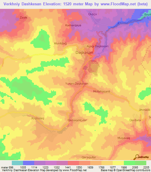 Verkhniy Dashkesan,Azerbaijan Elevation Map