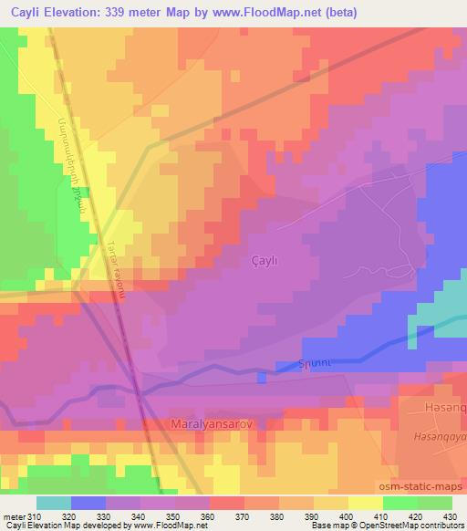 Cayli,Azerbaijan Elevation Map