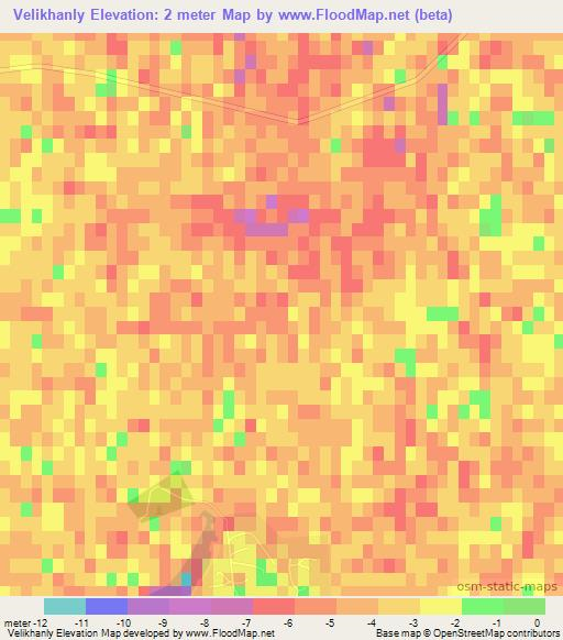 Velikhanly,Azerbaijan Elevation Map