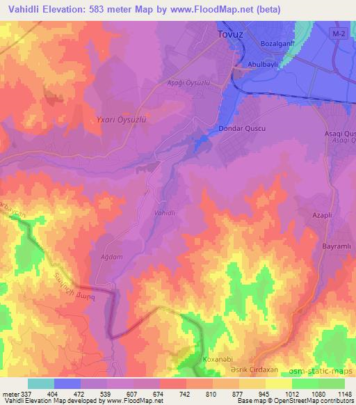 Vahidli,Azerbaijan Elevation Map