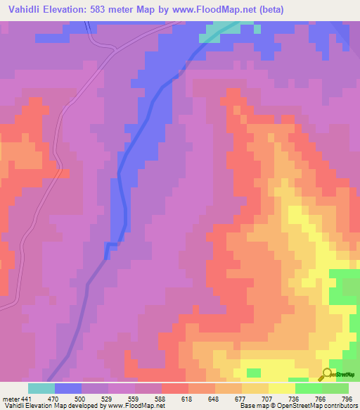 Vahidli,Azerbaijan Elevation Map