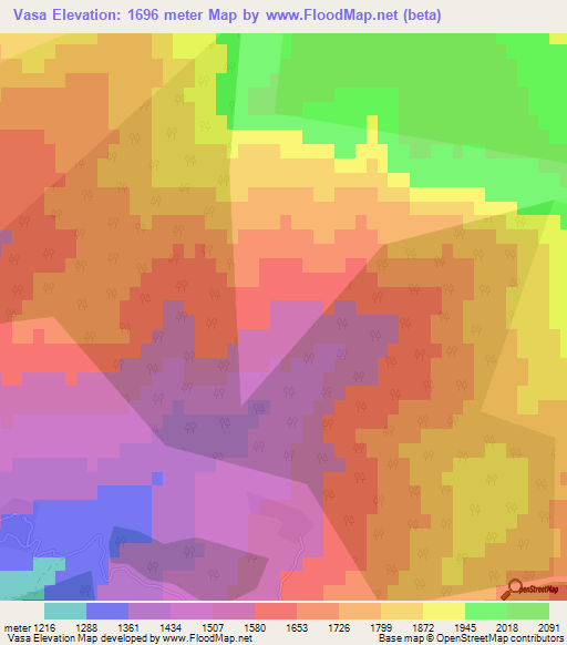 Vasa,Azerbaijan Elevation Map