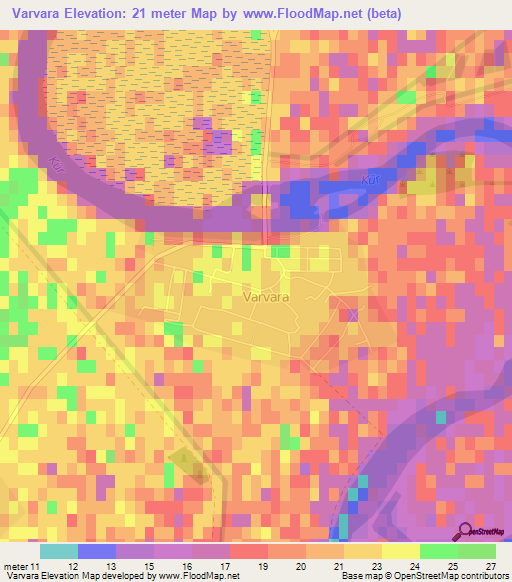 Varvara,Azerbaijan Elevation Map