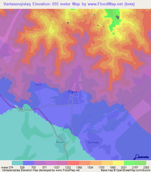 Vartasenqislaq,Azerbaijan Elevation Map
