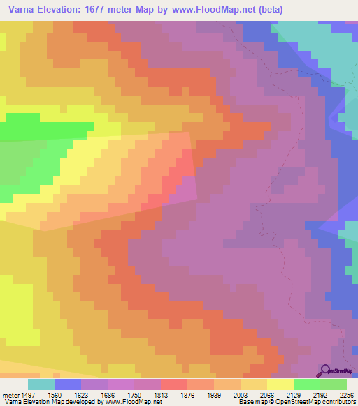Varna,Azerbaijan Elevation Map