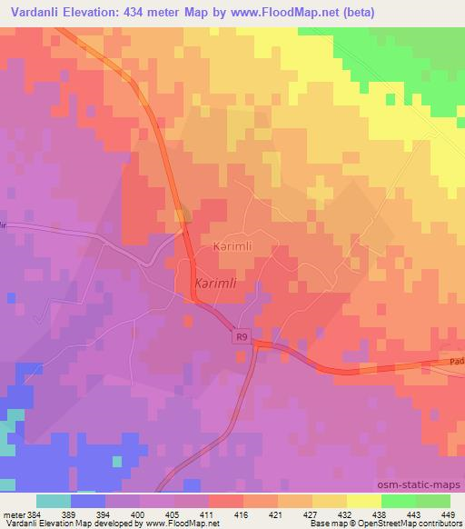 Vardanli,Azerbaijan Elevation Map