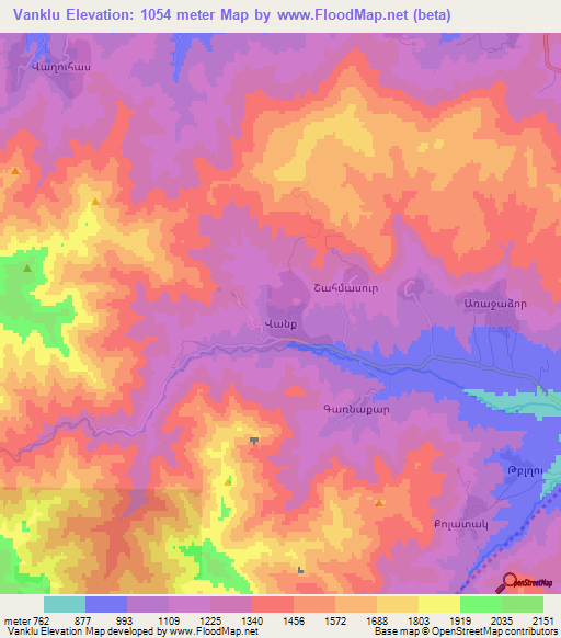 Vanklu,Azerbaijan Elevation Map