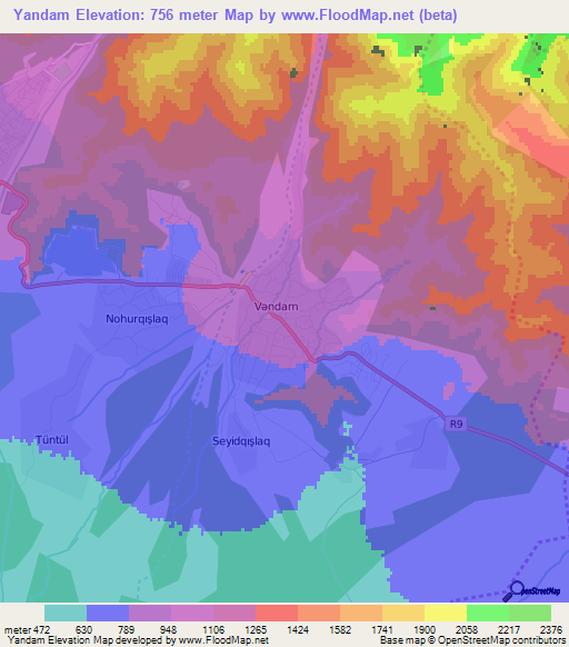 Yandam,Azerbaijan Elevation Map