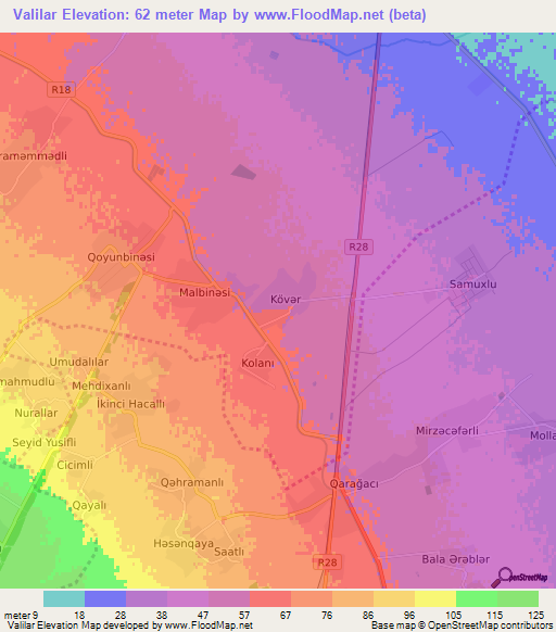 Valilar,Azerbaijan Elevation Map
