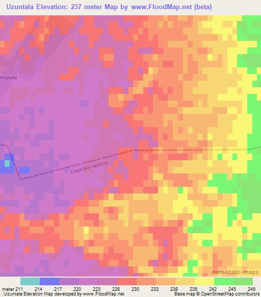 Uzuntala,Azerbaijan Elevation Map