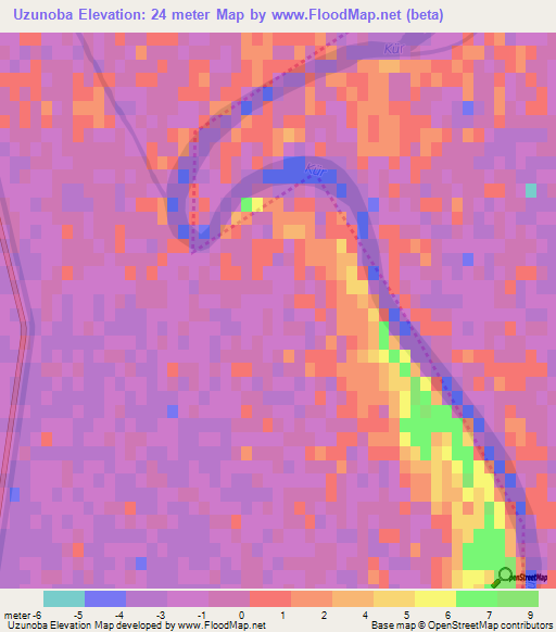 Uzunoba,Azerbaijan Elevation Map