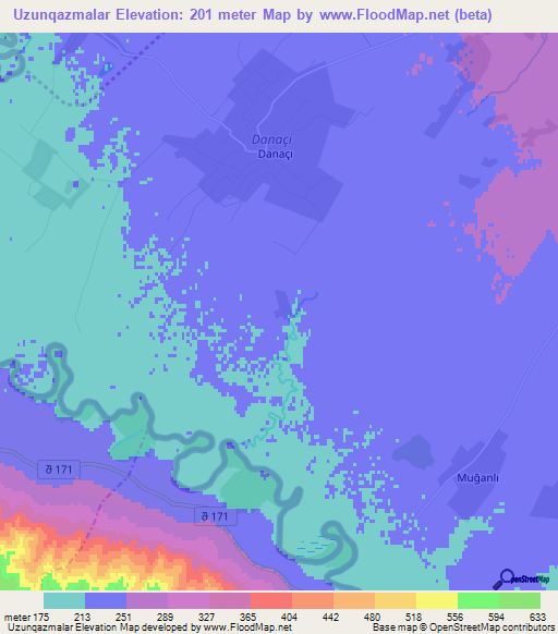 Uzunqazmalar,Azerbaijan Elevation Map