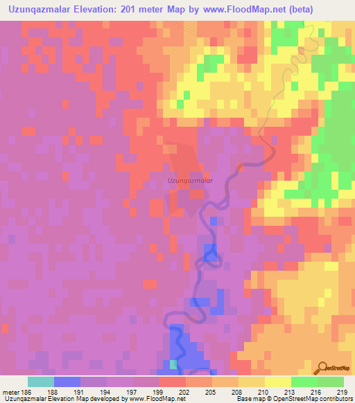 Uzunqazmalar,Azerbaijan Elevation Map