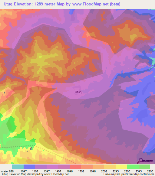 Utuq,Azerbaijan Elevation Map