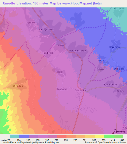 Umudlu,Azerbaijan Elevation Map