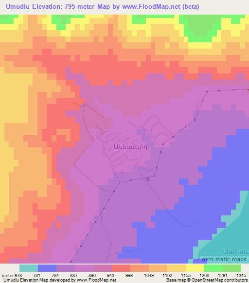 Umudlu,Azerbaijan Elevation Map