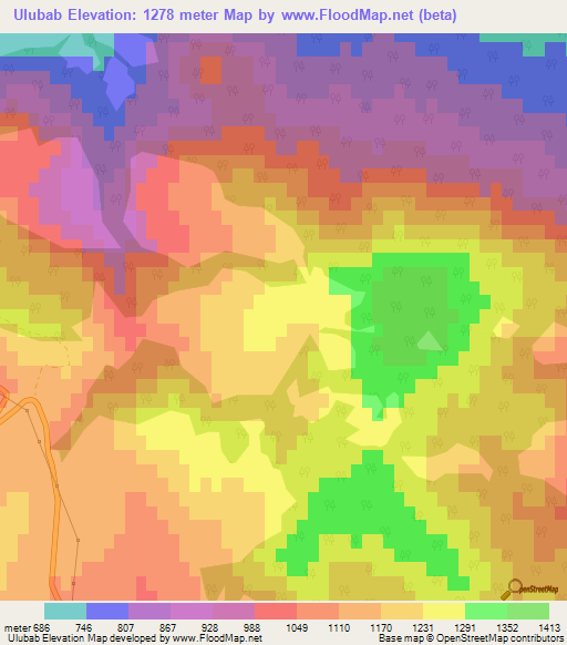 Ulubab,Azerbaijan Elevation Map