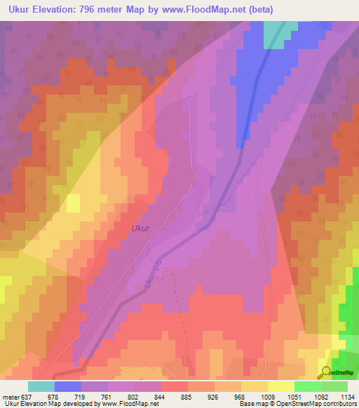 Ukur,Azerbaijan Elevation Map