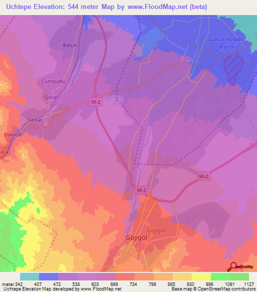 Uchtepe,Azerbaijan Elevation Map
