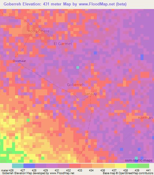 Goberreh,Somalia Elevation Map