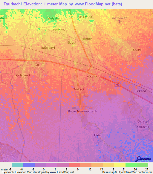 Tyurkachi,Azerbaijan Elevation Map