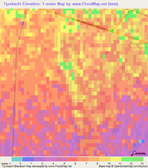 Tyurkachi,Azerbaijan Elevation Map