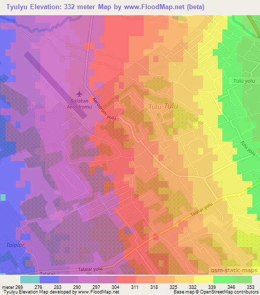 Tyulyu,Azerbaijan Elevation Map