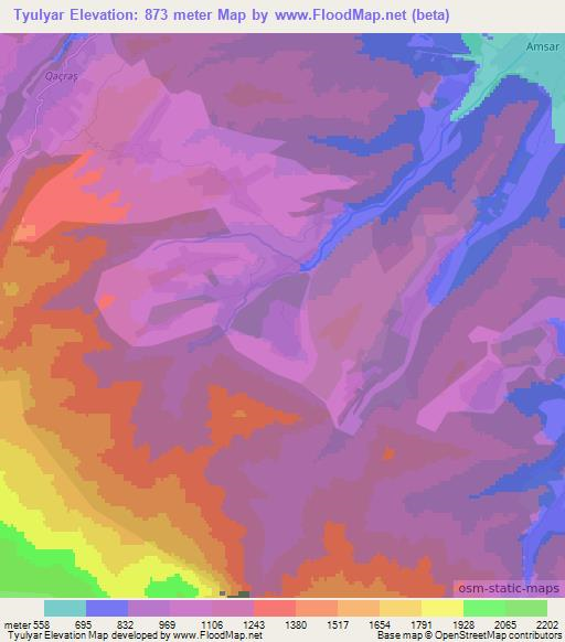 Tyulyar,Azerbaijan Elevation Map