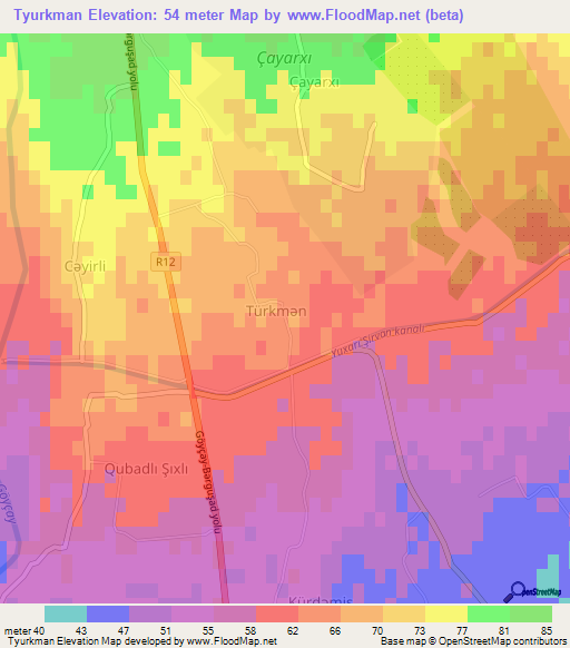 Tyurkman,Azerbaijan Elevation Map