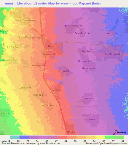 Tumasli,Azerbaijan Elevation Map