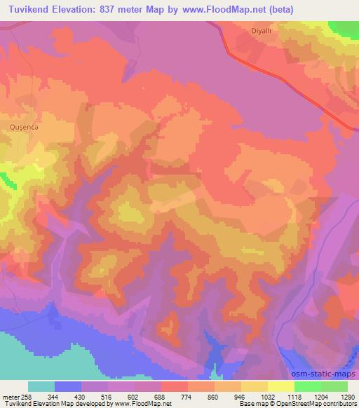 Tuvikend,Azerbaijan Elevation Map