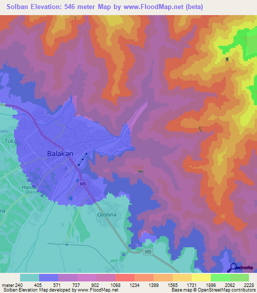 Solban,Azerbaijan Elevation Map
