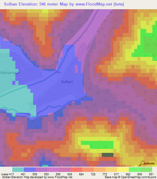 Solban,Azerbaijan Elevation Map