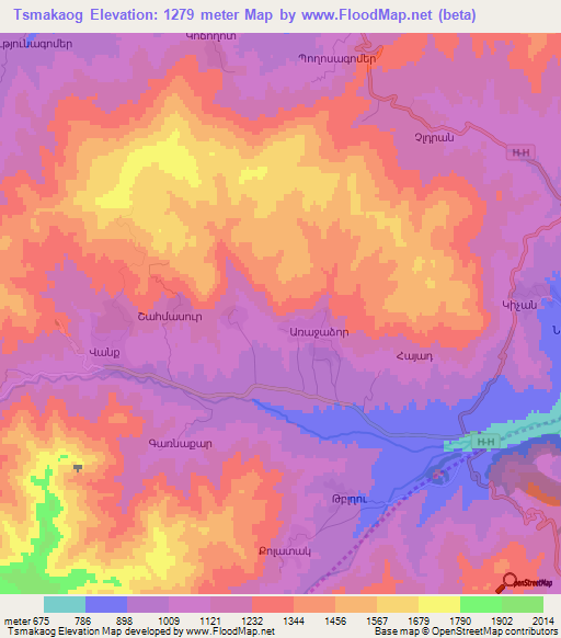 Tsmakaog,Azerbaijan Elevation Map