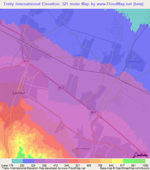 Tretiy Internatsional,Azerbaijan Elevation Map