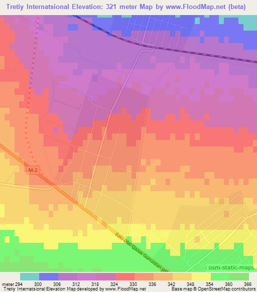 Tretiy Internatsional,Azerbaijan Elevation Map