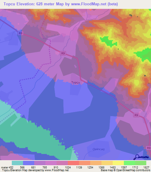 Topcu,Azerbaijan Elevation Map