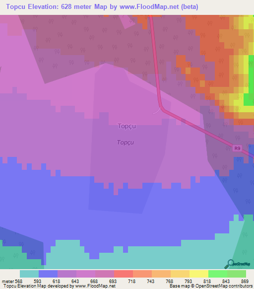 Topcu,Azerbaijan Elevation Map