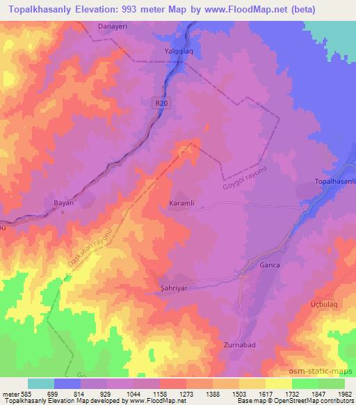 Topalkhasanly,Azerbaijan Elevation Map