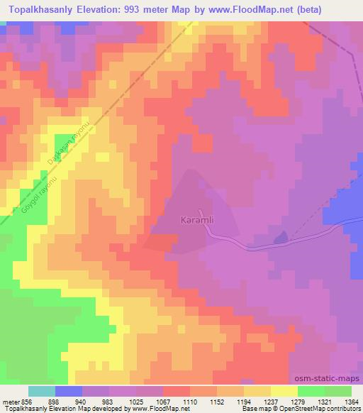 Topalkhasanly,Azerbaijan Elevation Map