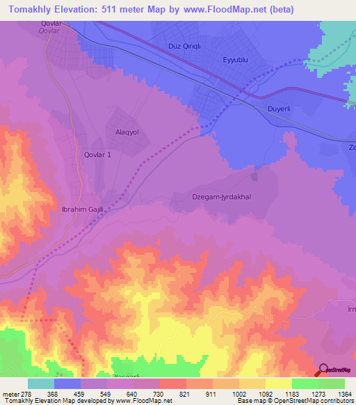 Tomakhly,Azerbaijan Elevation Map