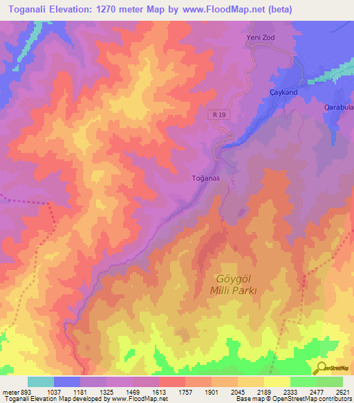 Toganali,Azerbaijan Elevation Map