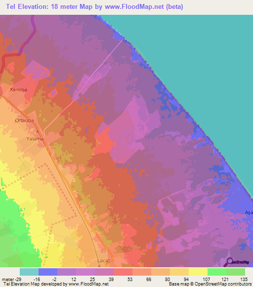 Tel,Azerbaijan Elevation Map